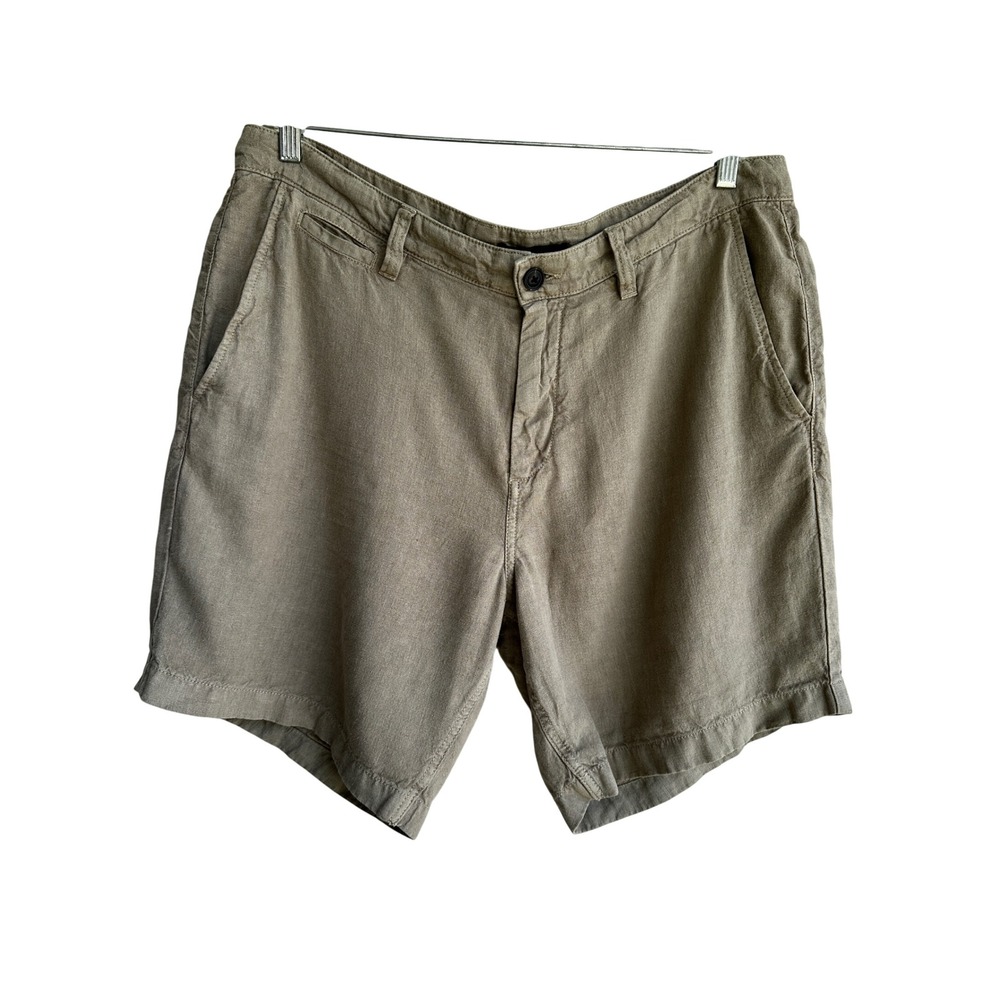 John Varvatos Khaki Tan Linen Lyocell Shorts Men 36 Coastal Vacation Preppy